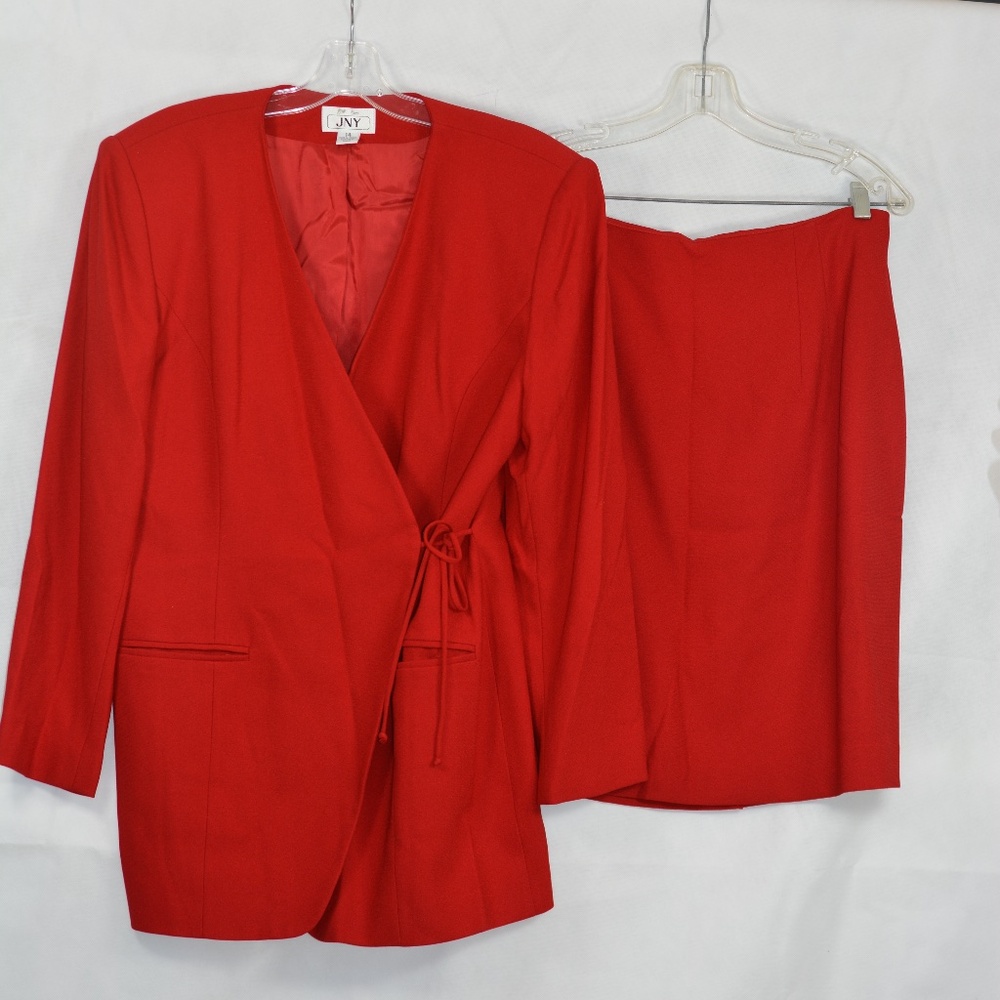 Red Skirt & Blazer Sz 14 JNY